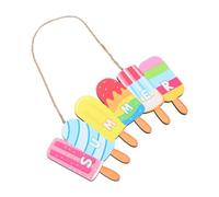 STOBOK Summer Decor Summer Ice Cream Hanging Sign Wood Rustic Beach Plaque Welcome Beach Theme for Porch Indoor Outdoor Garden Nautical Decoration Woodsy Decor