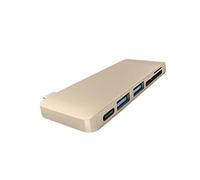 STOBOK Type-c USB 3.0 Combo Hub Adapter 5 in 1 Design with Pd Charging Data Sync and Microsd Sdxc Card Reader Aluminium Alloy Golden Usb-c Hub for Laptop and PC