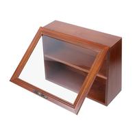 STOBOK Wooden Display Cabinet Clear Shadow Boxes Front Display Cases Desktop Organizer Mini Figure Display Cabinet Wood Freestanding Box for Home Kitchen Decoration