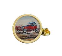 Stock Car Racing (C) Gold Plated Domed Lapel Pin Badge in Gift Bag
