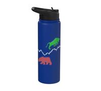 Stock Chart Candle Stick Bull Bear Stock Exchange Trader Stainless Steel Insulated Water Bottle