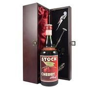 Stock Cherry Flock 1950's in a silk lined wooden box with four wine accessories, 1 x 700ml