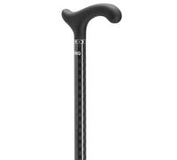 Stock-Fachmann® Carbon Derby Handle Walking Stick with Soft Touch Coating 11-Way Height Adjustable Walking Aid from 68.5 cm to 94 cm Colour Black Chessboard Pattern Weight 280 g Maximum Load 120 kg