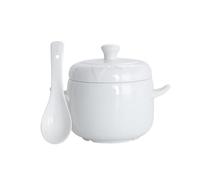 Stock Pot Small Ceramic Stew Pot with Lid Steam Soup Bowl Steaming Cup for Home Kitchen Egg Custard Medicinal Herbs Bird's Nest Tonic(White)