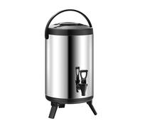Stock Pot - Soup Pot, Commercial Transport Pot with Handle, Insulated Beverage Tea Bucket with Faucet, Large Capacity Stainless Steel Double-Layer Milk Tea Bucket(10L)