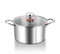 Stock Pot - Stainless Steel Stock Pot, 4.5L Tri-Ply Stainless Steel Soup Pot with Visible Lid, for Induction/Electric/Gas/Ceramic, Healthy & Non Toxic, Easy Clean(7.7L)