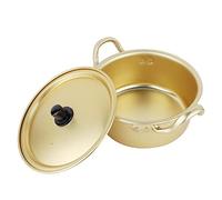 Stock Pot with Lid, Ramen Pot, Korean Snacks Ramen Noodle Pot Yellow Aluminum Stockpot Spicy Ramen Noodles Instant Noodles Pot Cooking Pot(16cm Pot)