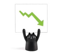 Stock Securities Bear Market Down Early Warning Memo Holder Cartoon Black Cat Stand Decoration
