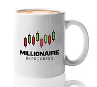 Stock Trader Coffee Mug 11oz White - Millionaire in Progress - Trading Inspirational Day Trader Stock Market Brokers Bull Market Digital Currency