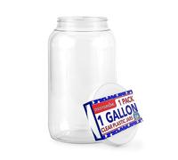 Stock Your Home 1 Gallon Clear Plastic Jars with Lids (1 Pack) 128 oz Wide Mouth Large Jar with Lid, Big Container for Candy, Cookies, Arts & Crafts, Bartender Money Tips, Kitchen & Pantry Storage