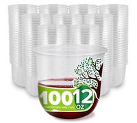 Stock Your Home 12 oz Clear Commercially Compostable Wine Cups (100 Pack) - Plant Based Eco Party Cup, Environmentally Friendly Recyclable Disposable Sustainable for Water & Beer, Stemless