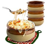 Stock Your Home 12 oz French Onion Soup Crock (4 Pack) -Two-Toned Brown & Ivory Porcelain Soup Bowls -Oven Safe Soup Bowls -Microwave and Dishwasher Safe Soup Crocks