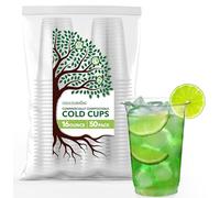 Stock Your Home 16 oz Clear Commercially Compostable Cold Cups (50 Pack) Plant Based Eco Party Cup, Environmentally Friendly Recyclable Disposable Sustainable for Water, Wine & Beer Sample