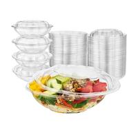 Stock Your Home 18oz Clear Plastic Salad Bowls with Lids Disposable (50 Pack) Mini Takeout Container with Snap on Lid for Fruit Salads, Quinoa, Lunch and Meal Prep, Acai Bowl, To-Go Party Containers