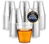 Stock Your Home 2 oz Shot Glasses - 100 Mini Plastic Shot Glasses (2oz) Clear Disposable Cups for Jello Shots, Wine Tasting, Liquor, Whiskey, Pudding, Sample Cup for Halloween and Elegant Parties