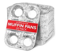 Stock Your Home (20-Count Disposable Muffin Tins 6-Cup, Standard Size Foil Muffin Pans, Aluminum Cupcake Tin for Baking, to-Go Trays for Bake Sales, Parties, Holidays