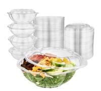 Stock Your Home 24oz Clear Plastic Salad Bowls with Lids Disposable (50 Pack) Small Takeout Container with Snap on Lid for Fruit Salads, Quinoa, Lunch and Meal Prep, Acai Bowl, To-Go Party Containers