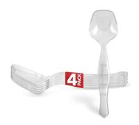 Stock Your Home 4 Count Disposable Serving Spoons, Clear Plastic Serving Spoons for Catering Weddings, Holiday Parties, and More, Large Plastic Serving Utensils for Buffet, Party Spoons,