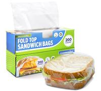 Stock Your Home 400 Count Clear Fold Top Sandwich Bags, Bulk Disposable Plastic Bags with Fold Over Closure for Restaurants, Caterers, and Home Food Storage
