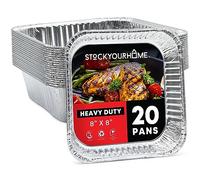 Stock Your Home Aluminum Pans 8x8 Disposable Foil Pans (20 Pack) - 8 Inch Square Pans - Tin Foil Pans Great for Cooking, Heating, Storing, Prepping Food
