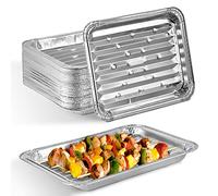 Stock Your Home Disposable Aluminum Foil Broiler Pan (10 Pack) for Oven - Durable Broiling Drip Trays with Ribbed Bottom Surface for BBQ Grill-Like Texture - 13x9 Inch Pans
