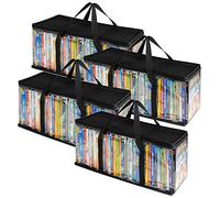 Stock Your Home DVD Storage Bags (4 Pack) - Transparent PVC Media Storage - Water Resistant DVD Holder Case with Handles - Clear Plastic Carrying Game Bag Storage for DVDs, CDs, Video Games, Books
