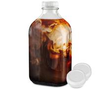 Stock Your Home Half Gallon Glass Bottle with Lid (1 Pack) 64 Oz Jugs and 3 White Caps, Reusable Food Grade Container for Refrigerator, Bottles for Juice, Oat or Plant Milks, Water, Honey