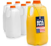 Stock Your Home Half Gallon Milk Jugs with Organge Lids (6 Pack)