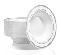 Stock Your Home Plastic Party Bowls (50 Pack) 12 Oz Elegant Disposable Dinnerware - Fancy Shatterproof Tableware for Catering, Holidays, Parties Supplies, Weddings, Catering, and Everyday Use (Silver)
