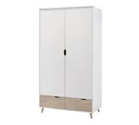 Stockholm 2 Door Wardrobe - L58 x W100 x H190 cm - Oak/White Lemon Pavilion Furniture Brown 1 Pack