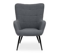 Stockholm Armchair - Grey Fabric with Black Metal Legs