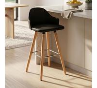 Stockholm Black Leather Effect Bar Chair with Curved Backrest