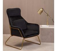 Premier Housewares Armchair Orsina Stockholm Velvet - Black with Gold Legs