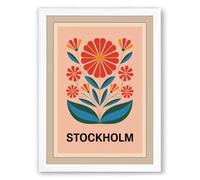 Stockholm Blossom Scandinavian Framed Wall Art Print A2 (59.4×42cm) White, Wall Decor for Living Room, Bedroom, Office & Home, Ready to Hang, Art Gift