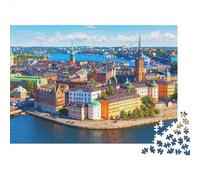 Stockholm Cityscape 1000 Piece Jigsaw Puzzle Paper for Adults Waterfront View Puzzle Game for Family Home Decoration 38x26cm/1000pcs