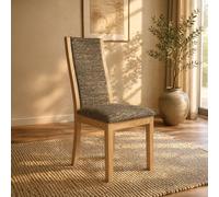 Stockholm Dining Chair - Set of 2 - High Back - Grey Fabric - Oak