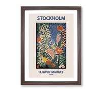 Stockholm Flower Market Exhibition Vol.1 Framed Print | A2 Walnut Framed Wall Art | Ready to Hang | Modern Floral Picture | Living Room Bedroom Lounge Office