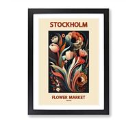 Stockholm Flower Market Exhibition Vol.9 Framed Print | A2 Black Framed Wall Art | Ready to Hang | Modern Floral Picture | Living Room Bedroom Lounge Office