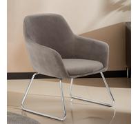 Stockholm Grey Velvet Dining Chair with Armrests