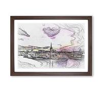 Stockholm in Sweden in Abstract Framed Print | A2 Walnut Framed Wall Art | Ready to Hang | Abstract Fantasy Picture | Living Room Bedroom Lounge Office