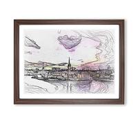 Stockholm In Sweden In Abstract Modern Art Framed Print | A2 Walnut Framed Wall Art | Ready to Hang | Abstract Fantasy Picture | Living Room Bedroom Lounge Office