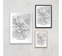 Stockholm Light City Map Giclee Art Print - A2 - White Frame