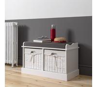 (Stockholm Storage Bench with 2 Baskets in Classic White) Stockholm Storage Bench with 2 Baskets