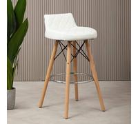 Stockholm White Leather Effect Seat Bar Stool
