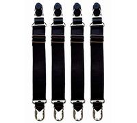 Stocking Clip Garter Adjustable Elastic Belt Two-Way Socks Lace Garter Multifunctional Fixing Clip Non-Slip 4pcs - Black - Large