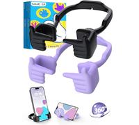 Stocking Fillers for Teenage Girls Boys Cell Phone Stand: Patented Adjustable Shy Fingers Lazy Phone Stand for Desk Gifts for Christmas Cool Gadgets Fun Gifts for Adults Women 1Pack Black&Purple