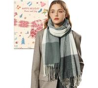 Stocking Fillers: Holiday Warm Practical Scarf for Women - Grey Thick Blanket Lightweight Ladies Scarves - Unusual Work Colleague and Secret Santa Gifts for Her