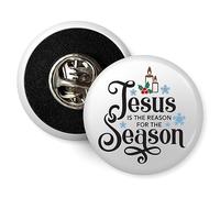 Stocking Fillers: Jesus is the Reason for the Season Pin Button Badge - 1 Inch Glossy Print Clutch Pin - Xmas Decorations, Christmas Charms, Brooch Pins, Christmas Accessories, Xmas Badges