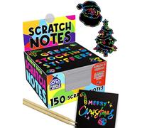 Stocking Fillers Kids Rainbow Scratch Notes - 150 Sheets - Fits Small Gift Bags, Teen Boy & Teenage Girls Stocking Fillers - Early Christmas Presents for Kids and Teens - Craft Activity Gift for Teens