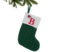 Stocking for Christmas Tree, Embroidered 26 Initials Stockings for Christmas, Green White Color Seasonal Decorative Stockings Candy Bag for Wall, Door